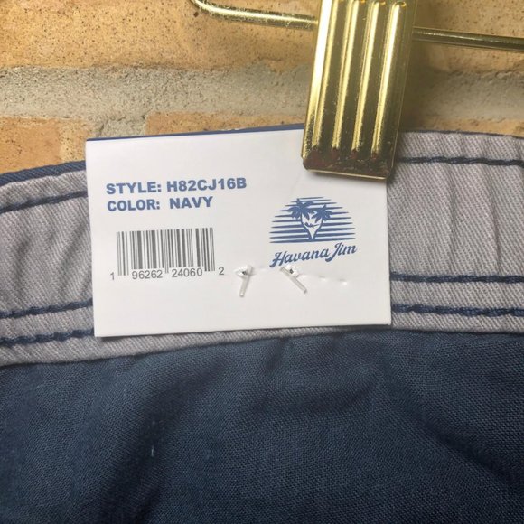 *Havana Jim Mens Shorts Size 40 Navy Zip Draw String 100% Cotton Comfort Pockets - Picture 3 of 9